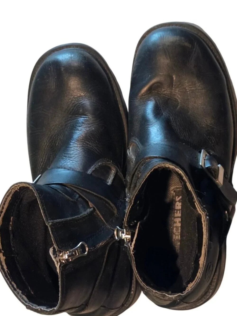 Skechers Boots Mens 9 Cinder Twist Harness Vintage Black Leather Motorcycle Y2K